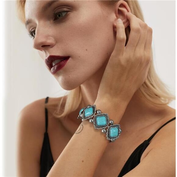 Turquoise Beaded Stretch Bracelets Bohemian Stackable - Picture 5 of 7